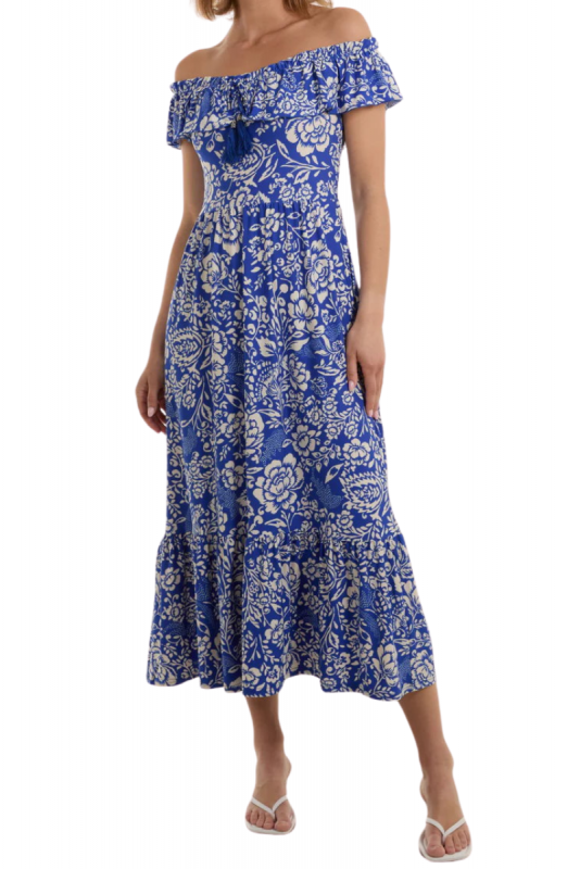 Mekko, BARDOT Retro Floral Royal Blue