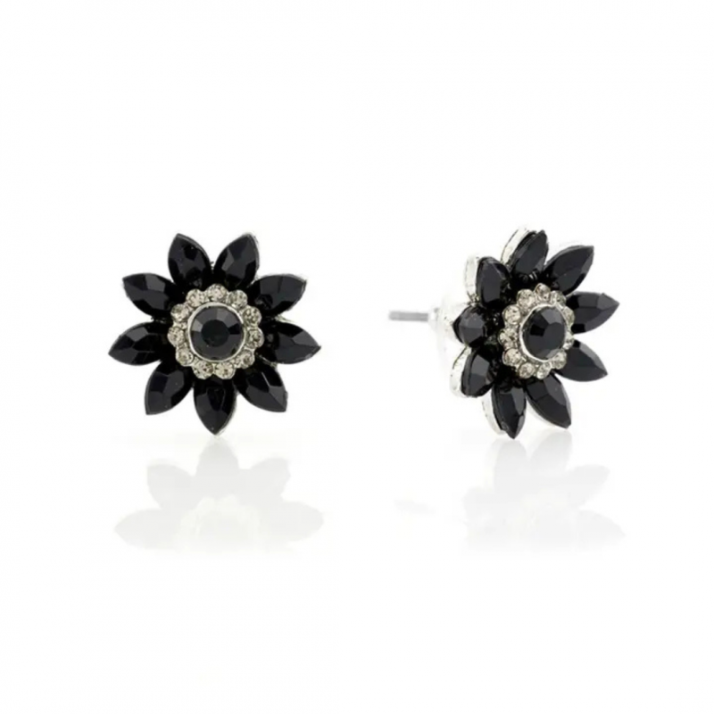 Earrings, HEPBURN Jet Flower