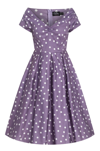 Swing Dress, LILY 50s Lilac Polkadot