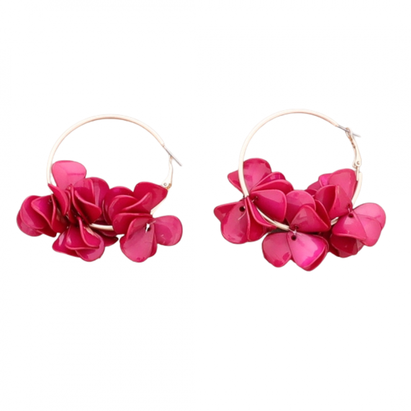 Earrings, BIG FLOWER HOOP Pink