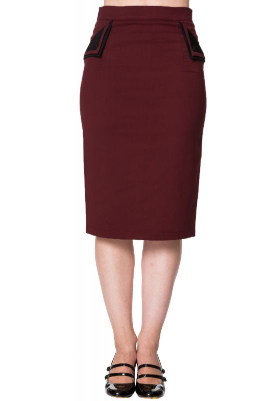 Pencil Skirt, TORI Burgundy (241)