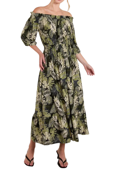 Dress, JULIE Tropical Leaves