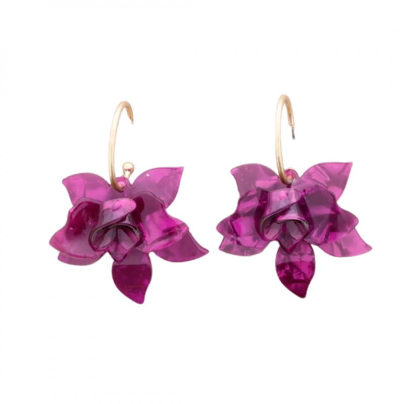 Earrings, FLOWER POWER Plum