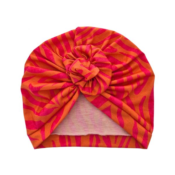 Turban Hat, ROSETTE Pink Zepra