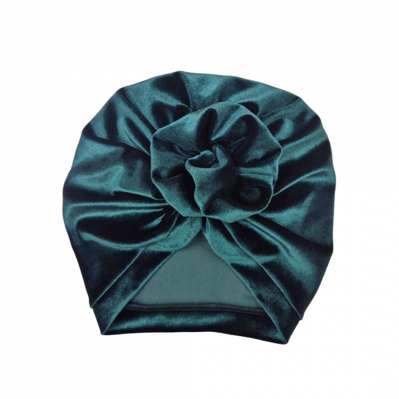 Turban Hat, ROSETTE Emerald Velvet