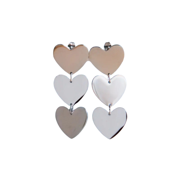 Earrings, 3 HEARTS Silver