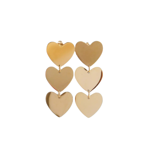 Earrings, 3 HEARTS Gold