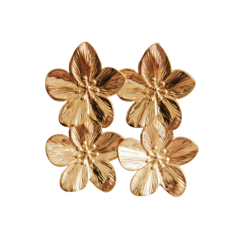 Earrings, GOLDIE Double Flower