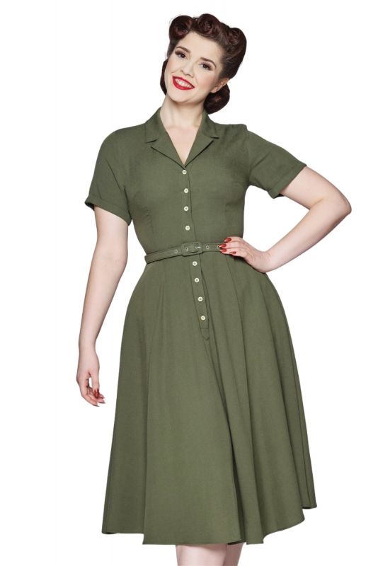 Swing Dress, CATERINA Olive Viscose Blend