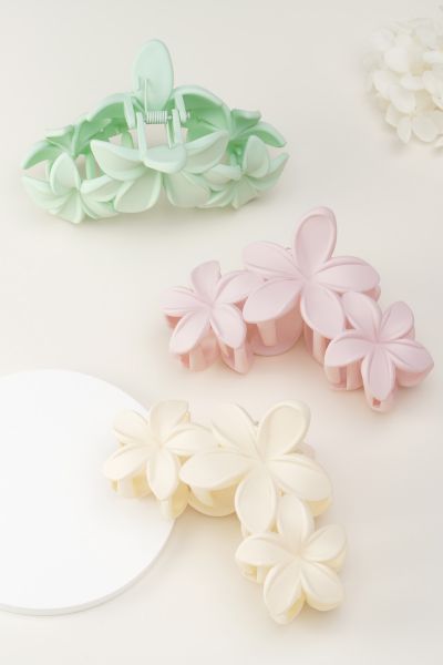 Hair Clip, 3 HIBISCUS Matta Light Pink