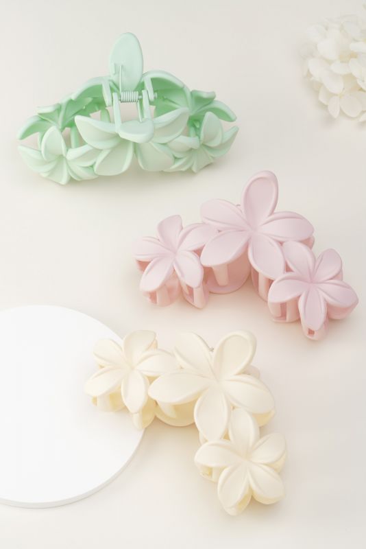 Hair Clip, 3 HIBISCUS Matta Light Pink