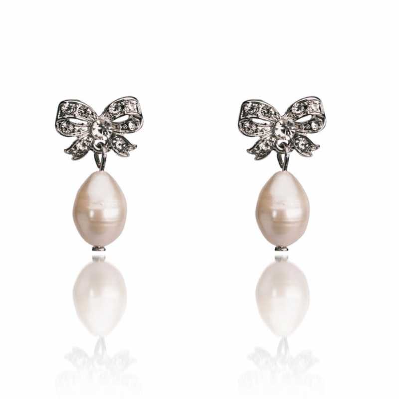 Earrings, VINTAGE Pearl & Bow