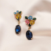 Earrings, FLORAL DROP Sapphire Blue