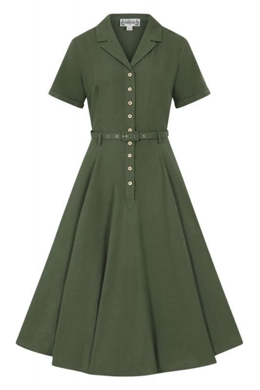 Swing Dress, CATERINA Olive Viscose Blend