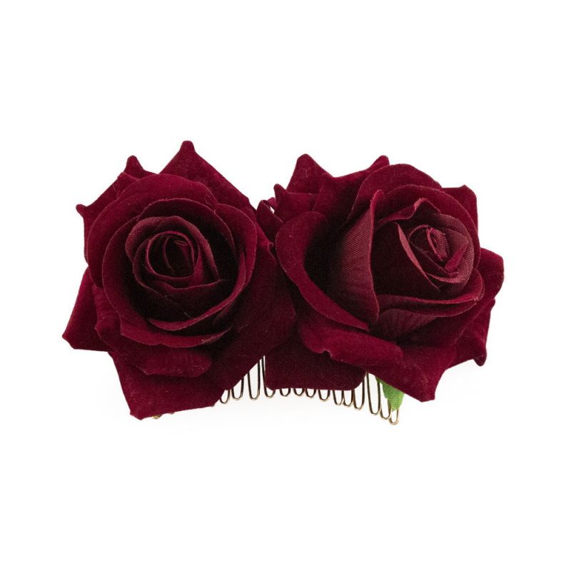 Hair Flower, BURGUNDY ROSES