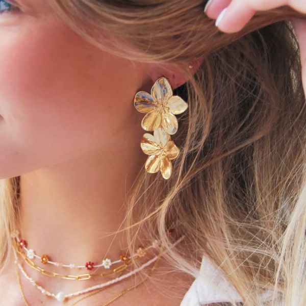 Earrings, GOLDIE Double Flower