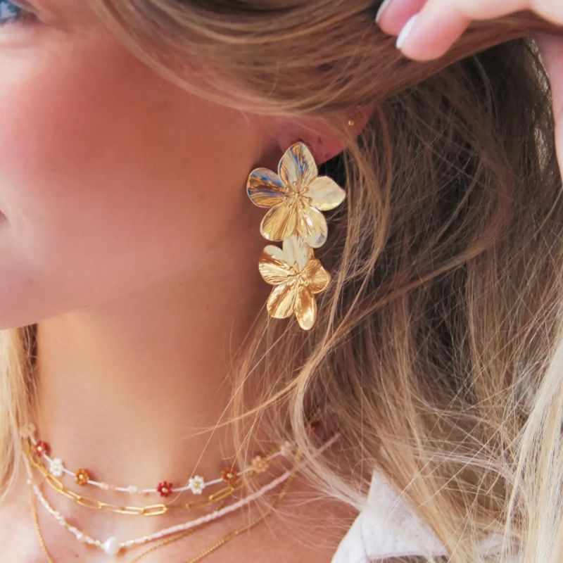 Earrings, GOLDIE Double Flower