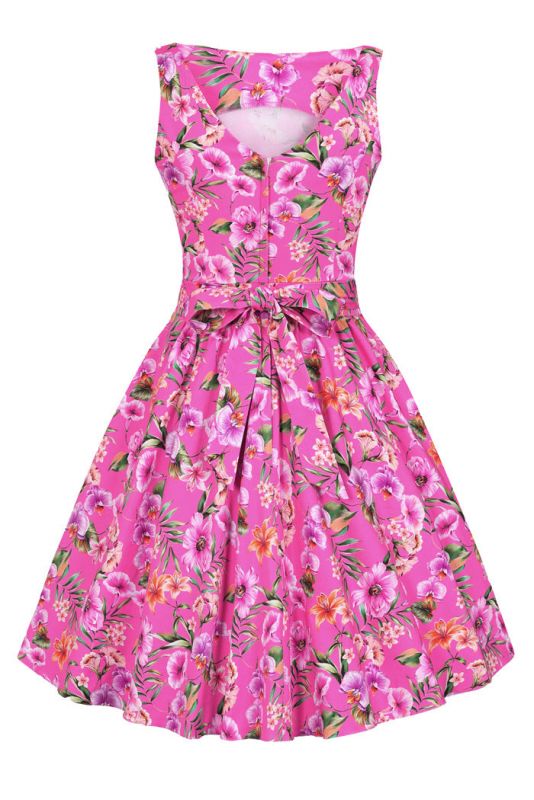 Swing Dress, TEA Fuchsia Floral