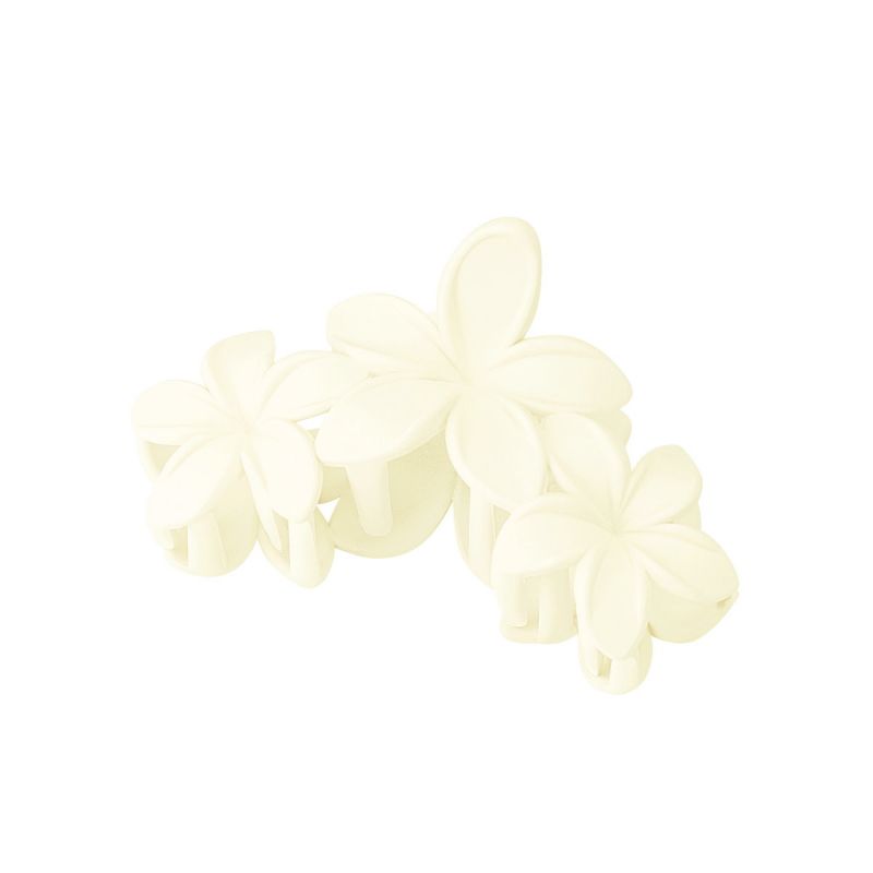 Hair Clip, 3 HIBISCUS Matta Ivory