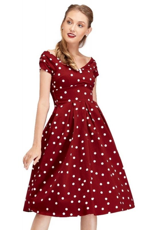 Kellomekko, LILY 50s Burgundy Polkadot (873)