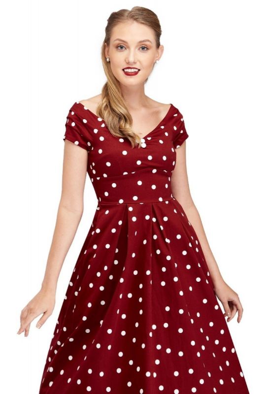 Kellomekko, LILY 50s Burgundy Polkadot (873)