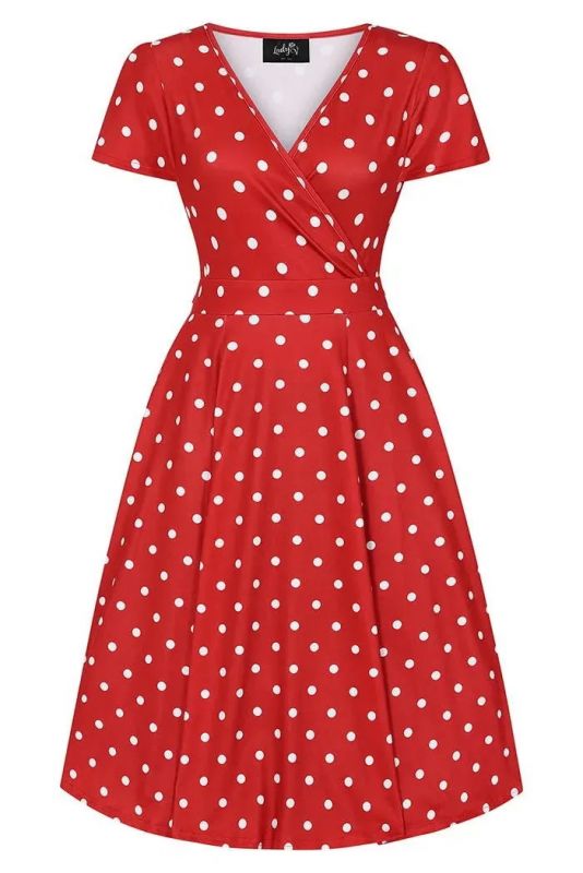 Swing Dress, LYRA Red Polkadot