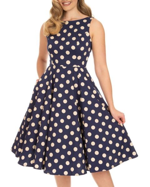 Swing Dress, HR MIA Navy Polka (261)