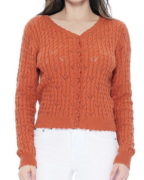 Cardigan, MAK Pointelle Dusty Orange