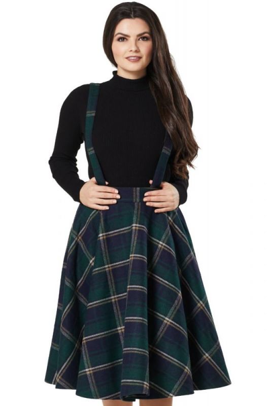 Swing Skirt, SOPHIE Braces Navy/Green (5639)