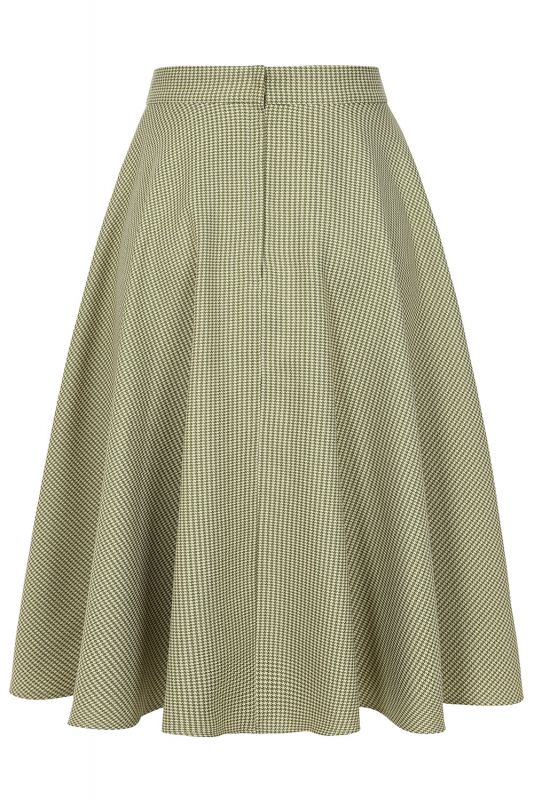 Swing Skirt, OLIVE Houndstooth (25676)