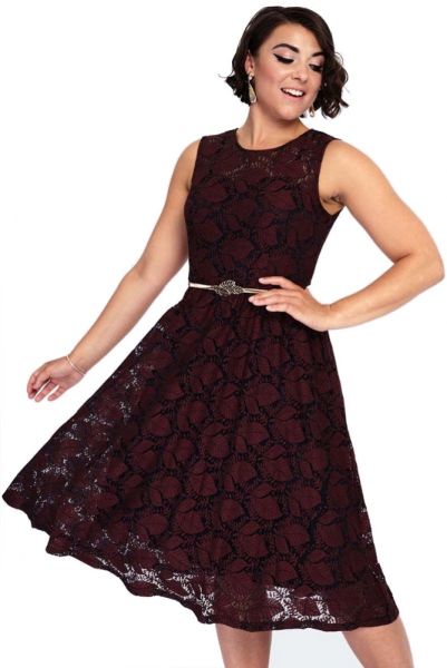 Swing Dress, LEAF Burgundy (8940)