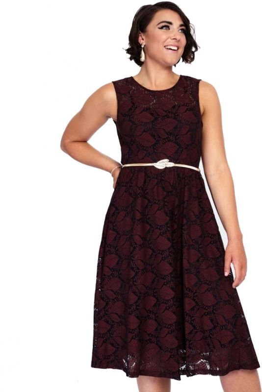 Swing Dress, LEAF Burgundy (8940)