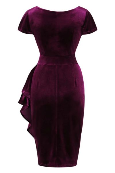 Pencil Dress, ELSIE Plum Velvet