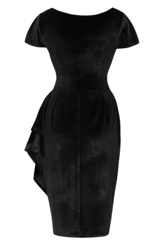 Pencil Dress, ELSIE Black Velvet