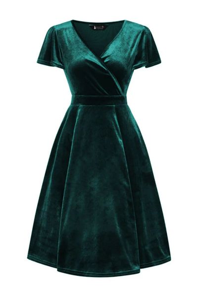 Swing Dress, LYRA Emerald Velvet 