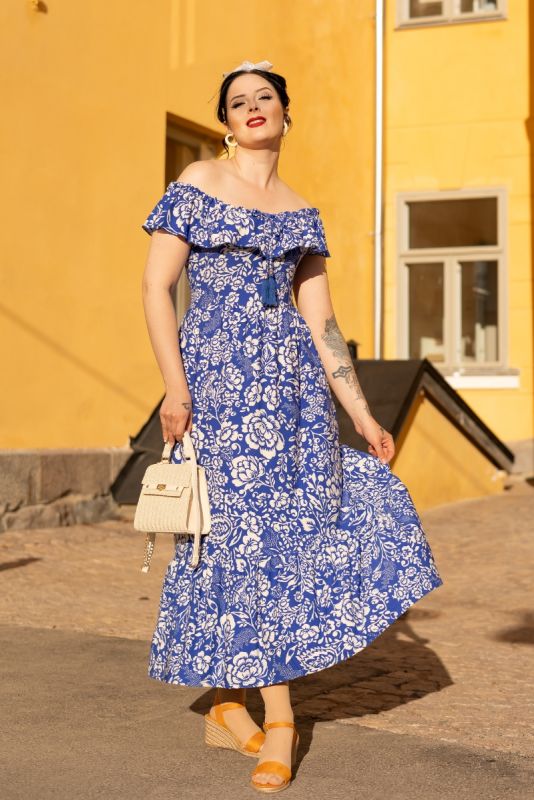 Mekko, BARDOT Retro Floral Royal Blue